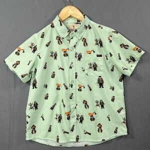 RSVLTS Youth Small Home Alone Wet Bandits Themed Short Sleeve Button Down